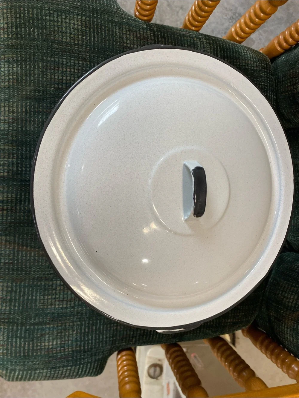 Vintage White Enamel Stockpot with Lid